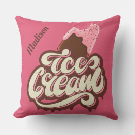 Anpassat namn och färg Ice Cream dekorativ kudde