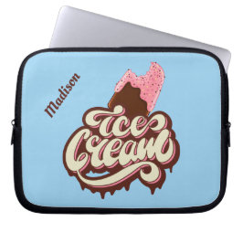 Anpassat namn och färg Ice Cream laptop sleeve