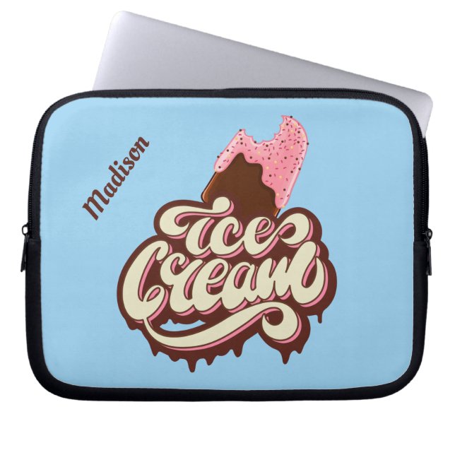 Anpassat namn och färg Ice Cream laptop sleeve (Framsidan)