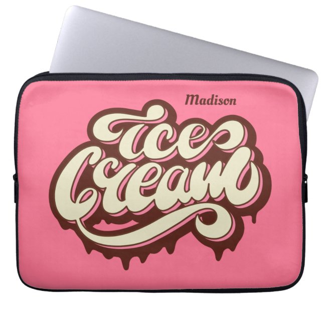 Anpassat namn och färg Ice Cream laptop sleeve (Framsidan)