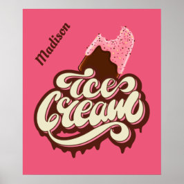 Anpassat namn och färg Ice Cream poster