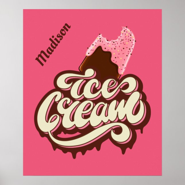Anpassat namn och färg Ice Cream poster (Framsidan)