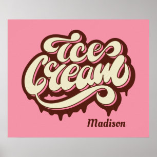 Anpassat namn och färg Ice Cream poster