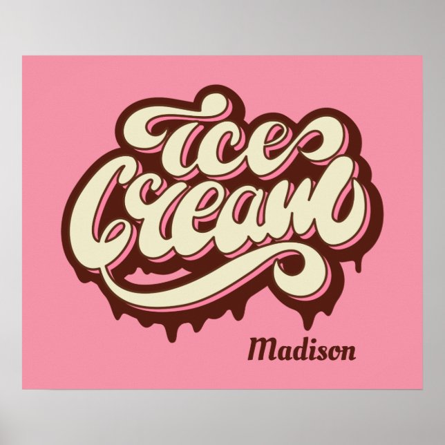 Anpassat namn och färg Ice Cream poster (Framsidan)