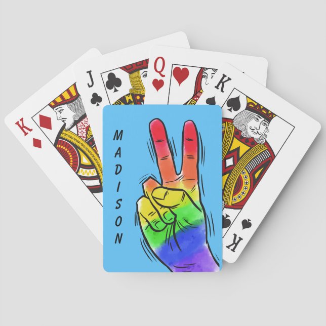 Anpassat namn och färg Rainbow Peace-kort Casinokort (Baksidan)
