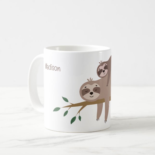 Anpassat namn och färg Söt sengångare Kaffemugg (Framsida vänster)