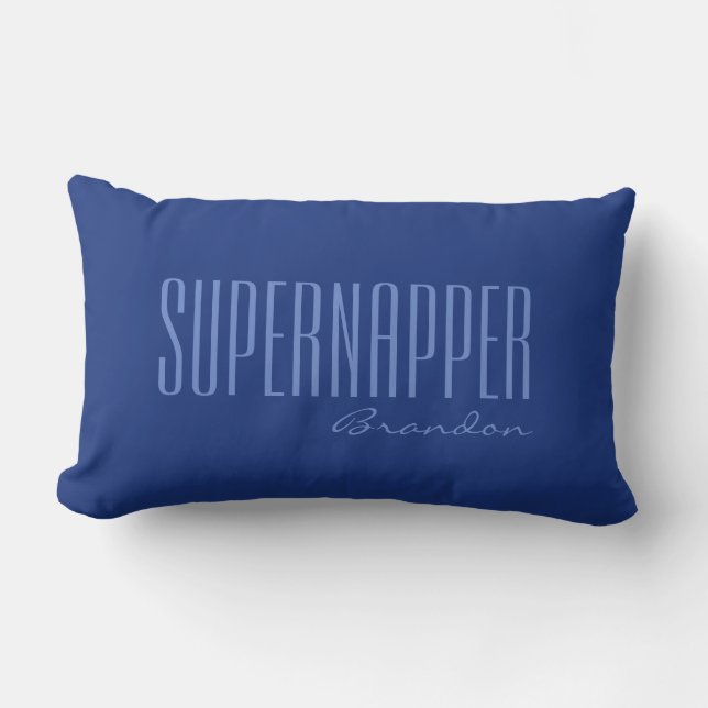 Anpassat namn och färg SUPERNAPPER dekorativ kudde (Framsida)