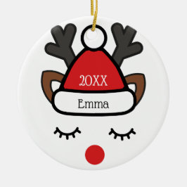 Anpassat namn och foto för Julens Rudolph-roligt Julgransprydnad Keramik