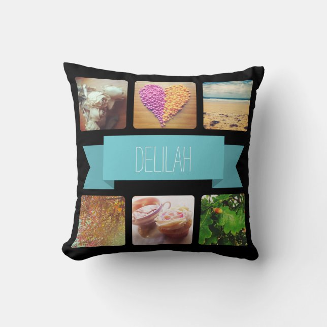 Anpassat namn och fotointstagram kudde (Framsida)