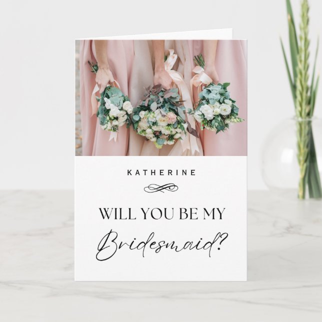Anpassat namn och Frieri i foto Bridesmaid Kort (Framsida)