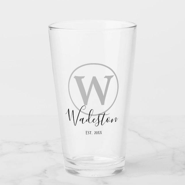 Anpassat namn och monogram fastställt glas (Framsida)