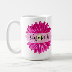 Anpassat namn och monogram för söt Shock rosa Dais Kaffemugg