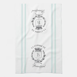Anpassat namn och monogram för vintage Stil Fransk Kökshandduk