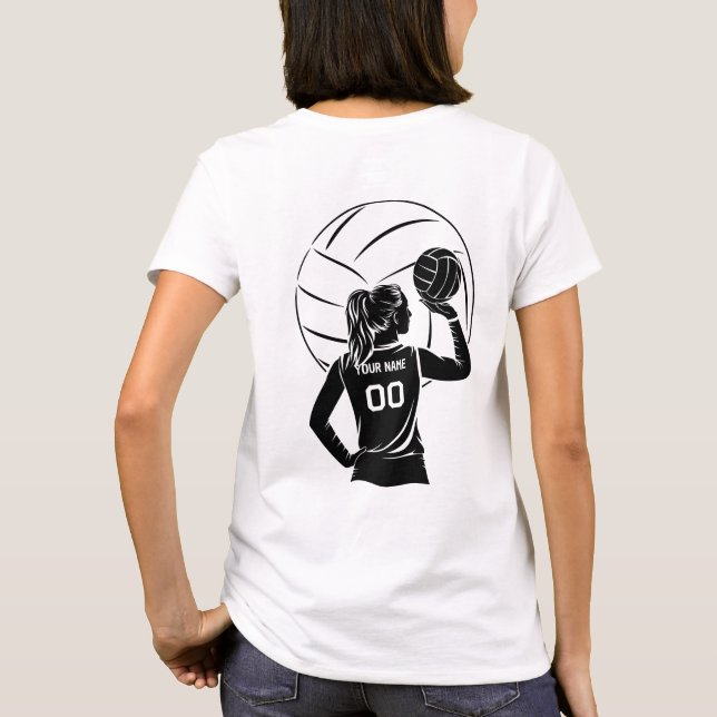 Anpassat namn och nummer för personlig Volleyball  T Shirt (Baksida)