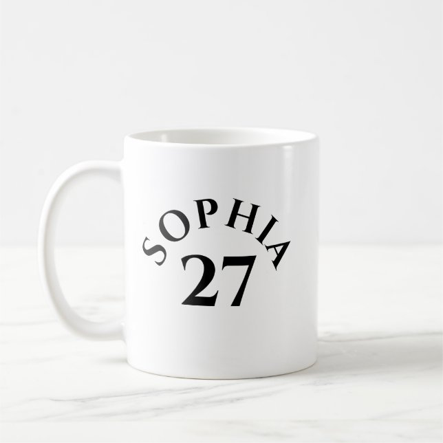 Anpassat namn och nummer kaffemugg (Vänster)