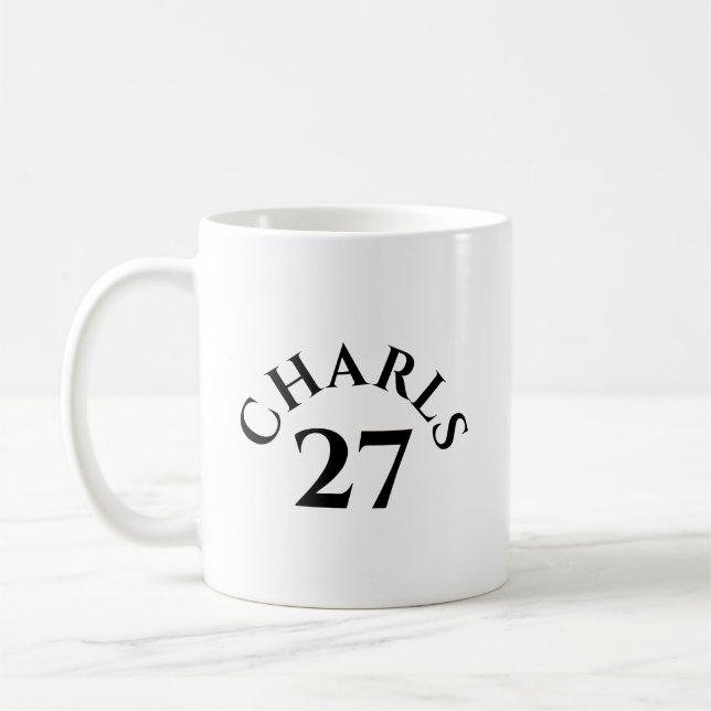 Anpassat namn och nummer kaffemugg (Vänster)