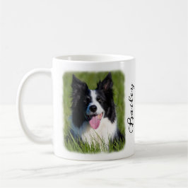 Anpassat namn och offert för hund-foto med inmatat kaffemugg