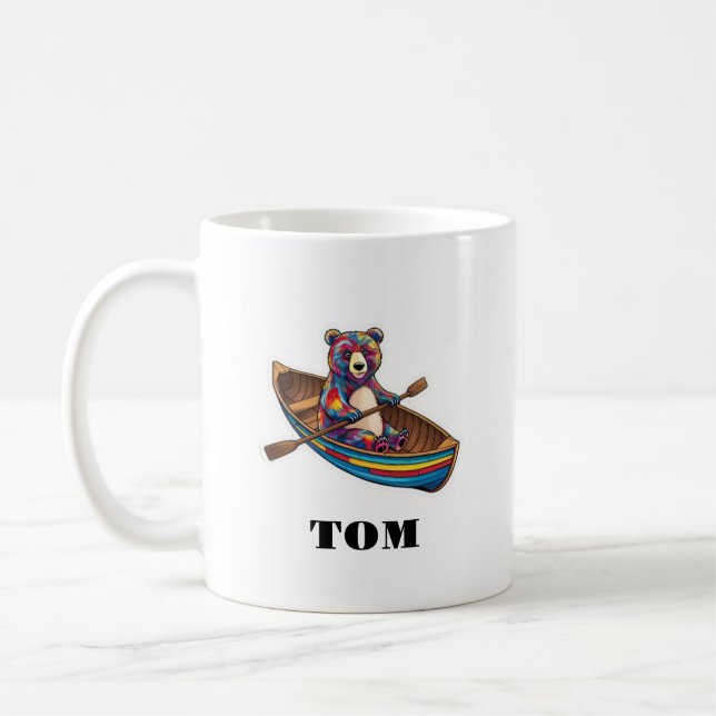 Anpassat namn och personligens rotbjörn kaffemugg (Vänster)