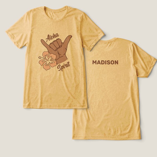 Anpassat namn och plats, Shaka T Shirt (Design fram och bak)