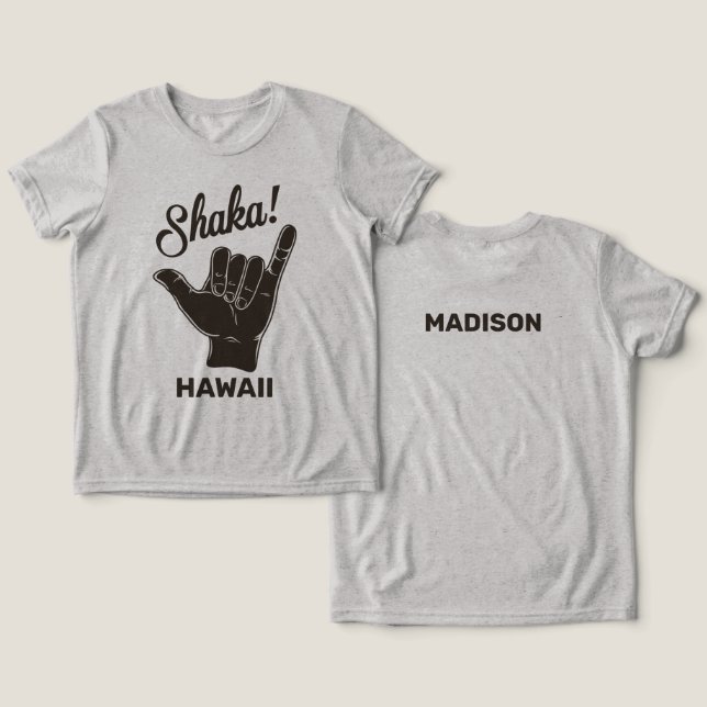Anpassat namn och plats, Shaka T Shirt (Design fram och bak)