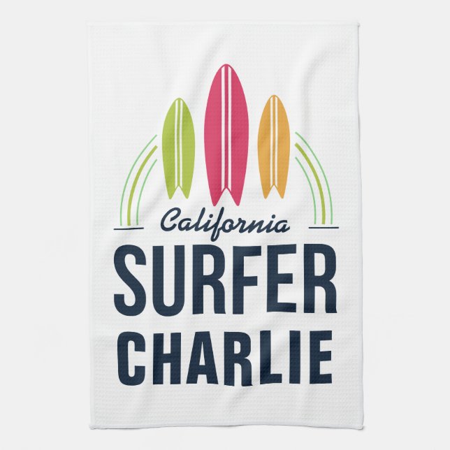 Anpassat namn och plats Surferhandduk Kökshandduk (Vertikal)