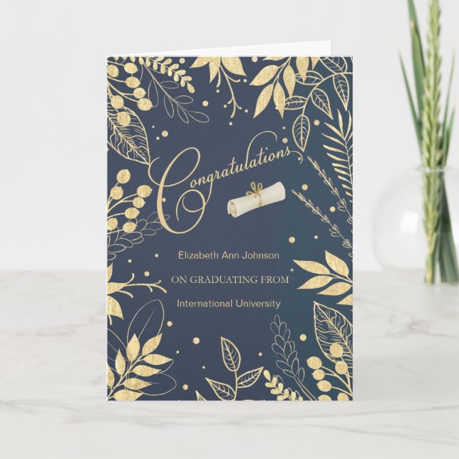 Anpassat namn och skolnamn för Studenten Grattis Kort (Framsida)