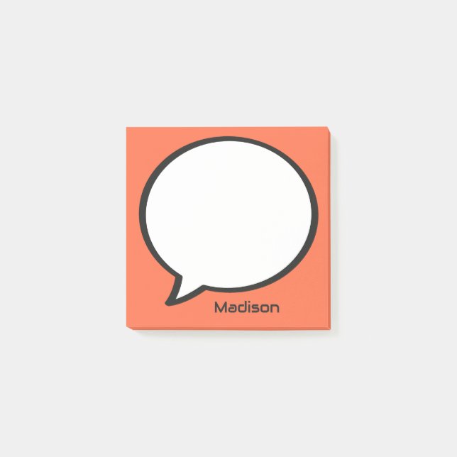 Anpassat namn och Tal-bubbla i Färg Post-it Block (Framsida)