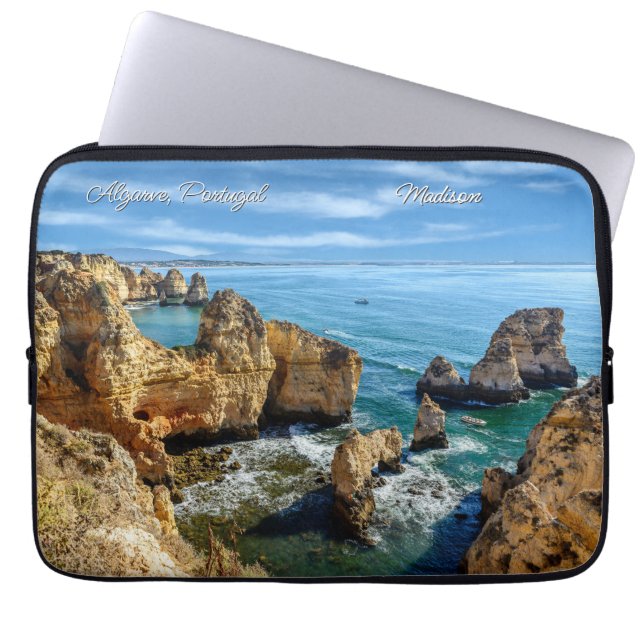 Anpassat namn och text Algarve, Portugal Laptop Fodral (Framsidan)