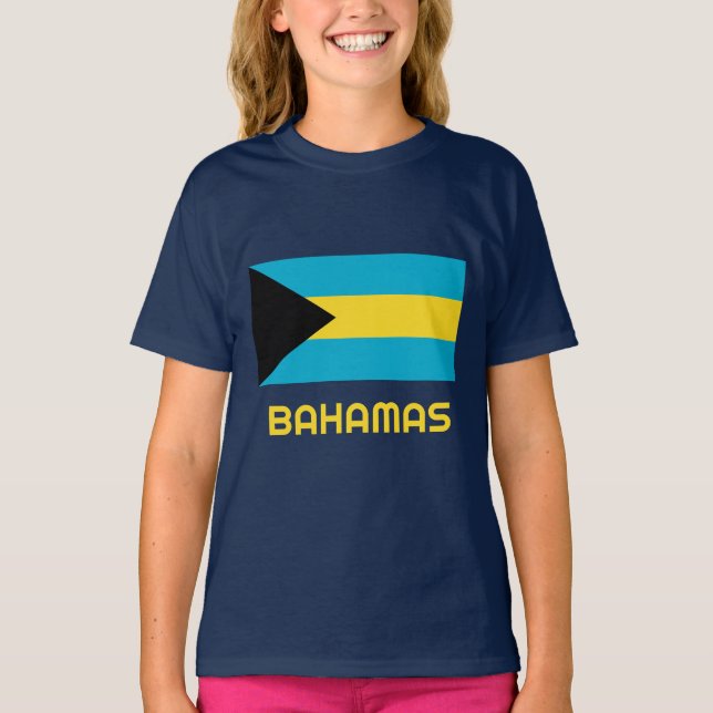 Anpassat namn och text Bahamas-Flagga T Shirt (Framsida)