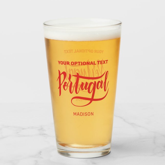 Anpassat namn och text för Portugal Glaskopp (Baksida fylld)