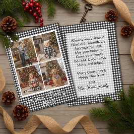 Anpassat namn och text för svart och vitt buffel-s julkort