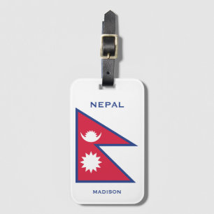 Anpassat namn och text-nepalat-Flagga Bagagebricka