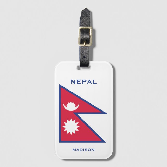 Anpassat namn och text-nepalat-Flagga Bagagebricka (Framsida vertikal)