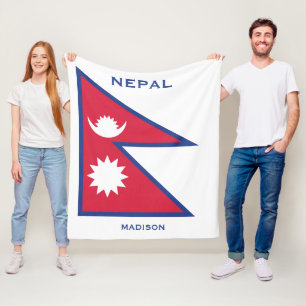 Anpassat namn och text-nepalat-Flagga Fleecefilt