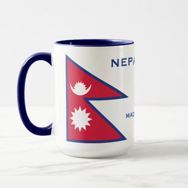 Anpassat namn och text-nepalat-Flagga Mugg (Vänster)