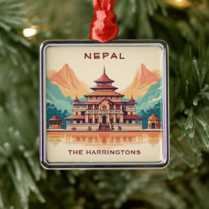 Anpassat namn och text nepalat julgransprydnad metall