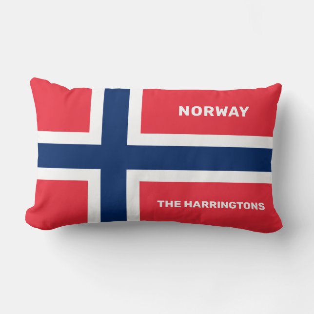 Anpassat namn och text, norsk Flagga Lumbarkudde (Framsida)