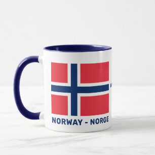 Anpassat namn och text, norsk Flagga Mugg
