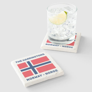 Anpassat namn och text, norsk Flagga Stenunderlägg