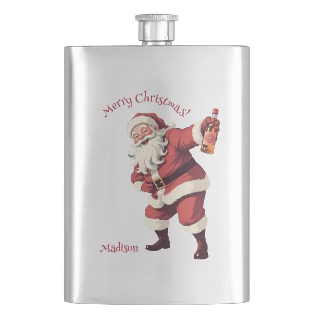 Anpassat namn och text, roligt, Drunk Santa Fickplunta (Framsidan)