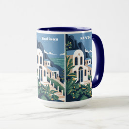 Anpassat namn och text Santorini Grekland Mugg