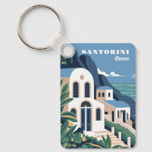 Anpassat namn och text Santorini Grekland Nyckelring