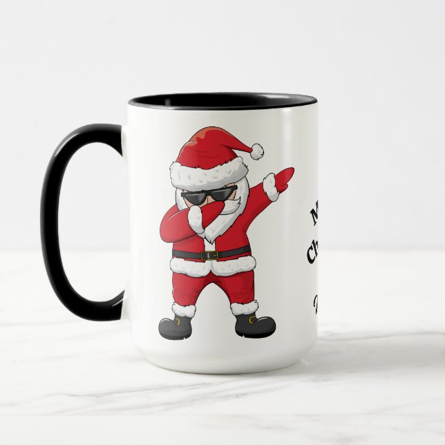 Anpassat namn och textflikar Dancing Santa Mugg (Vänster)