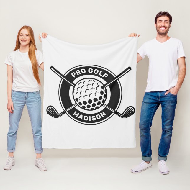 Anpassat namn och textgolf fleecefilt (På plats)