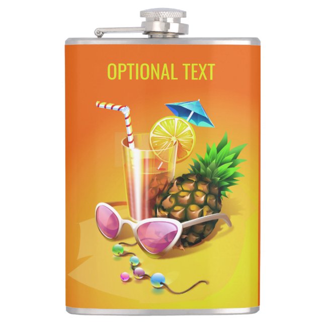 Anpassat namn och textkolv för Tropical Drink Fickplunta (Framsidan)