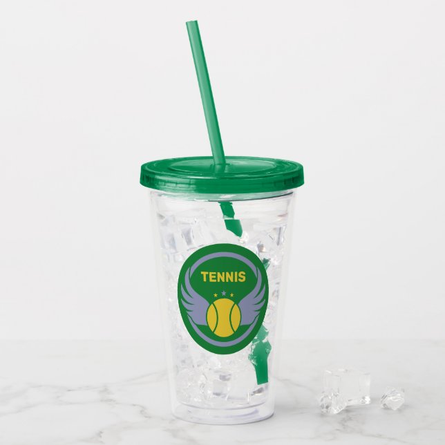 Anpassat namn och texttennis Boll med Vingar Take Away Mugg (Framsida Ice)
