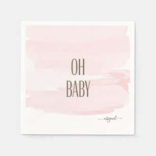 Anpassat namn Oh Baby Rosa Stänk Baby Shower Pappersservett