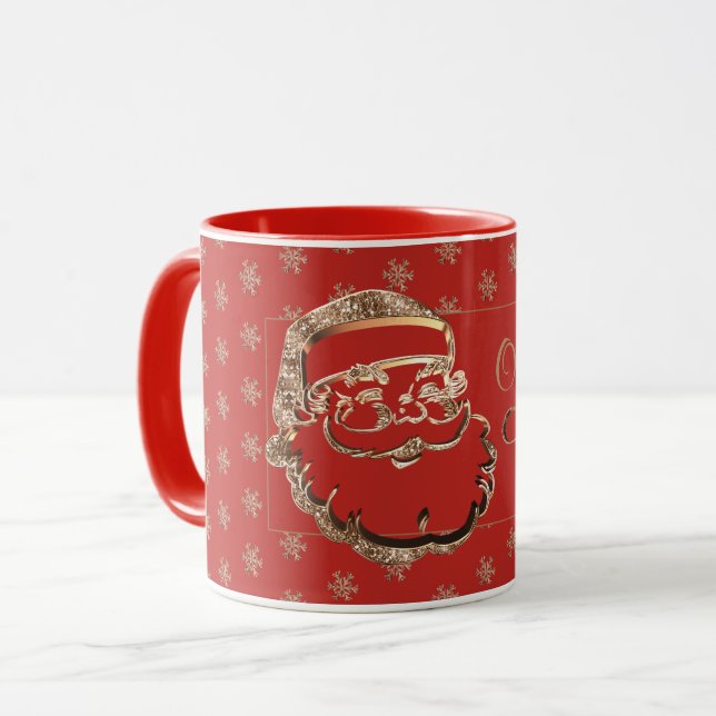Anpassat namn Olivias jul Mugg Cute Santa Red (Framsida vänster)