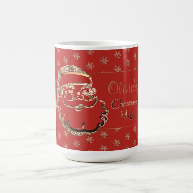 Anpassat namn Olivias jul Mugg Cute Santa Red (Center)