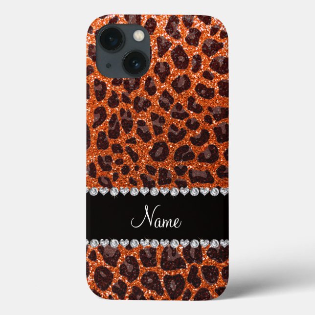 Anpassat namn orange glitter leopard (Baksida)